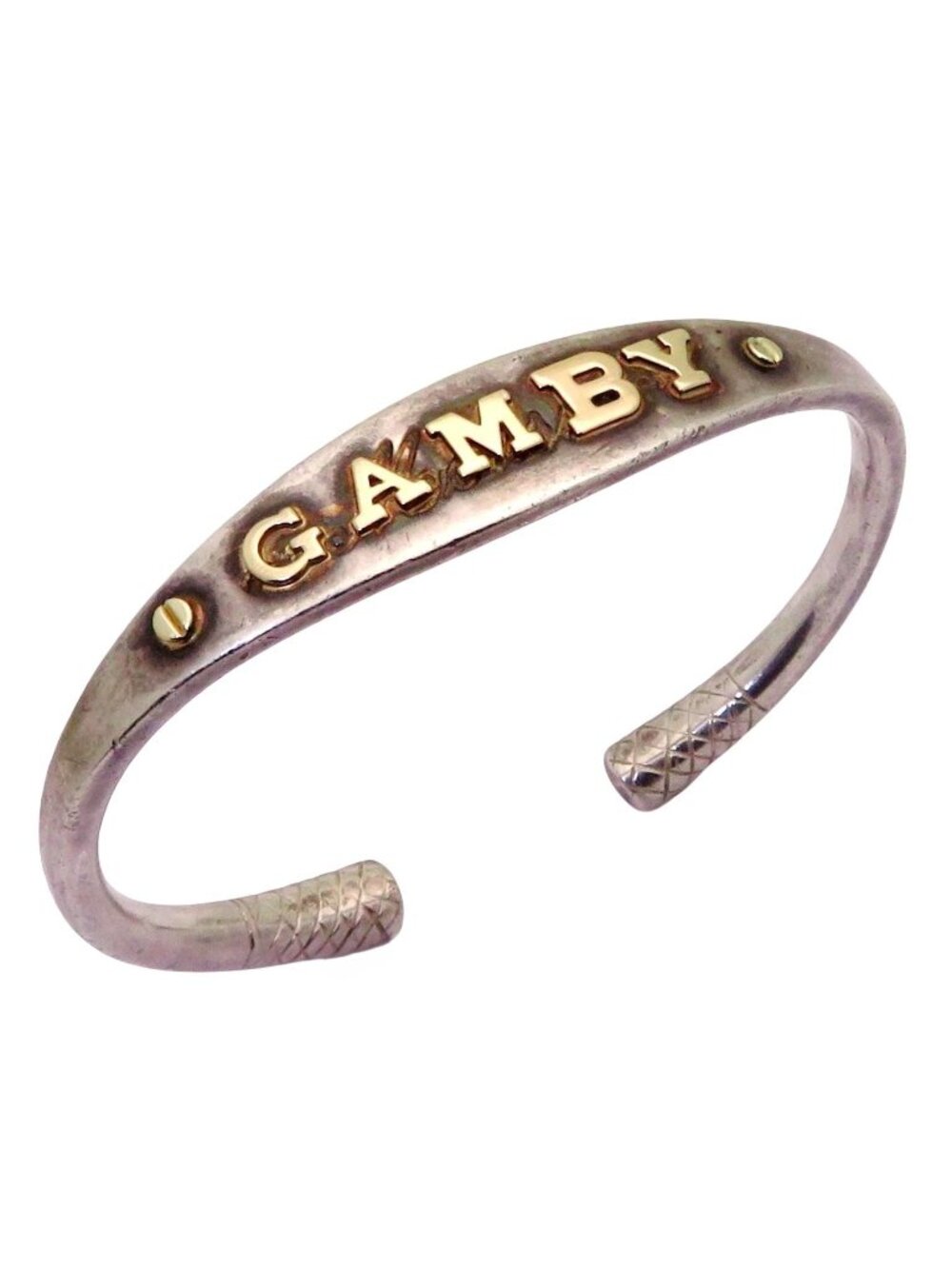 Vintage GAMBY 14K Yellow Gold and Sterling Silver Heavy Cuff Bracelet 41.6 grams